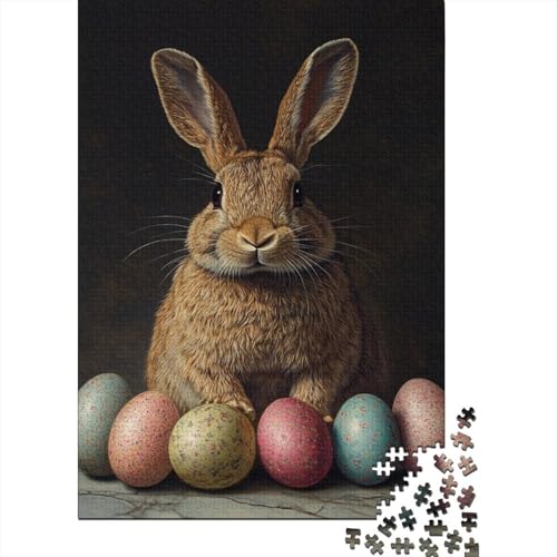 Oster-Puzzle mit süßem Häschen, 1000 Teile, Puzzle, Denksportaufgaben für Erwachsene, 1000 Teile (38 x 26 cm) von VMDUHFY