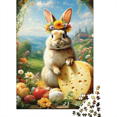 Oster-Puzzle mit süßem Häschen, 1000 Teile, Puzzle, Denksportaufgaben für Erwachsene, 1000 Teile (75 x 50 cm) von VMDUHFY