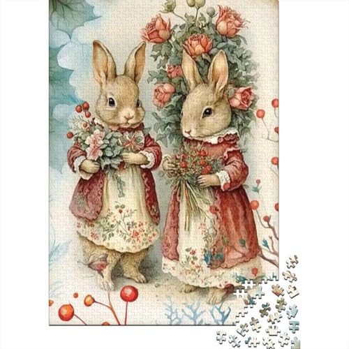 Oster-Puzzle mit süßem Häschen, 1000 Teile, Puzzle für Erwachsene und Teenager, Familienspiel, 1000 Teile (75 x 50 cm) von VMDUHFY