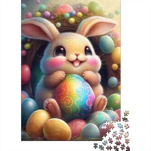 Oster-Puzzle mit süßem Häschen, 1000 Teile, Puzzle für Erwachsene und Teenager, Familienspiel, 1000 Teile (75 x 50 cm) von VMDUHFY