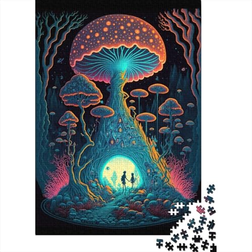 Psychedelisches Puzzle mit 1000 Teilen mit Pilzen und Wäldern für Erwachsene und Jugendliche | Papierpuzzle | Nachhaltiges Puzzle für Erwachsene | 1000-teilige Spiele (38 x 26 cm) von VMDUHFY