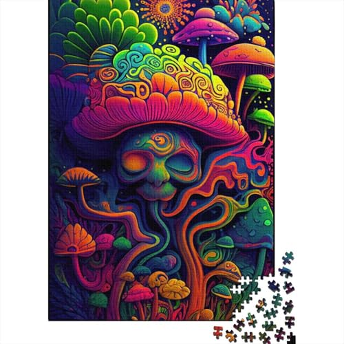 Puzzle 1000 Teile Psychedelische Pilze, 4 Puzzle für Erwachsene, Pädagogisches Holzspiel für Erwachsene Teenager, 1000 Teile (75x50cm) von VMDUHFY