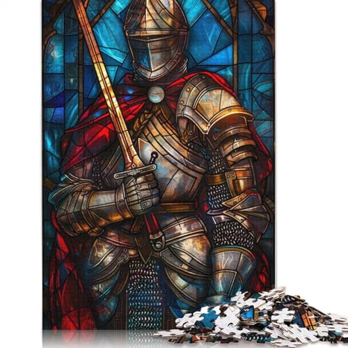 Puzzle für Erwachsene, 1000 Teile, Paladin-Ritter, Buntglas-Papierpuzzles für Erwachsene, nachhaltige Puzzlespiele, 1000 Stück (75 x 50 cm) von VMDUHFY
