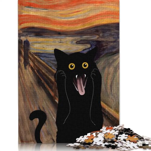 Puzzle für Erwachsene, 1000 Teile, Scream Meow, Puzzle für Erwachsene, Lernspiel, Herausforderungsspielzeug, 1000 Teile (75 x 50 cm) von VMDUHFY