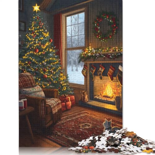 Puzzle für Erwachsene, 1000 Teile, Weihnachtskamin, Papierpuzzles für Erwachsene, nachhaltige Puzzlespiele, 1000 Teile (75 x 50 cm) von VMDUHFY