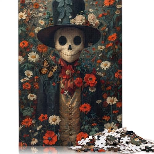 Skelettmann in Rosen-Puzzle für Teenager, 1000 Teile, Puzzle, Denksportaufgaben für Erwachsene, 1000 Teile (75 x 50 cm) von VMDUHFY