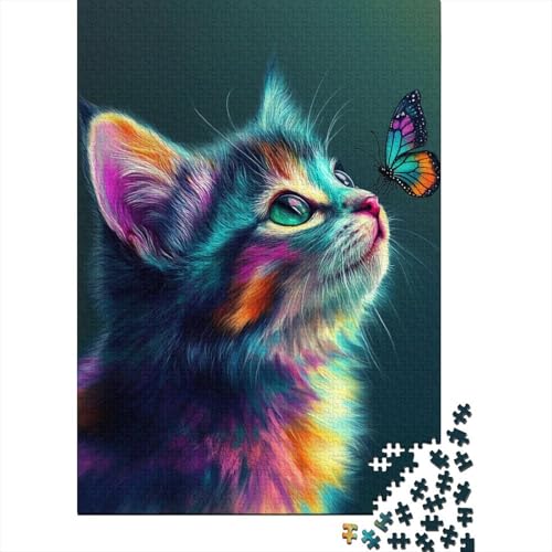 Süßes Kätzchen-Puzzle für Erwachsene, 1000 Teile, Puzzles für Erwachsene und Teenager ab 12 Jahren, 1000 Teile (38 x 26 cm) von VMDUHFY