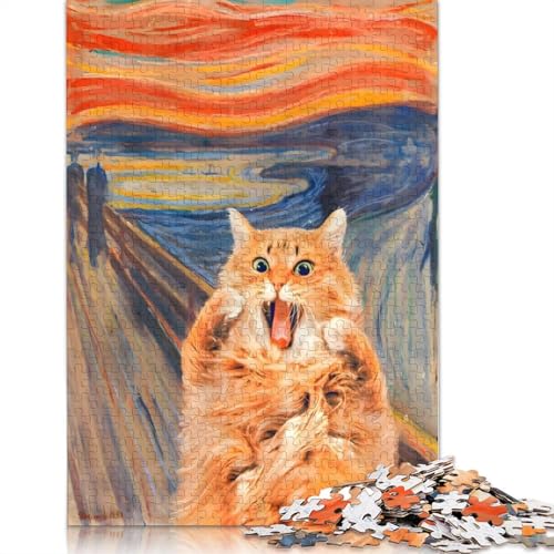 The Scream Cat Puzzles für Erwachsene, 1000 Teile, Puzzle für Erwachsene und Teenager, Familienspiel, 1000 Teile (75 x 50 cm) von VMDUHFY