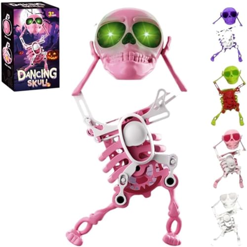 VNDGEOUH Halloween-Skelett-Uhrwerk-Spielzeug for Aufziehen, kreativer Stressabbau, 3D-gedruckte Vintage-Desktop-Disko-Skelett-Figur, Stressabbau-Geschenk for Erwachsene(Light B) von VNDGEOUH