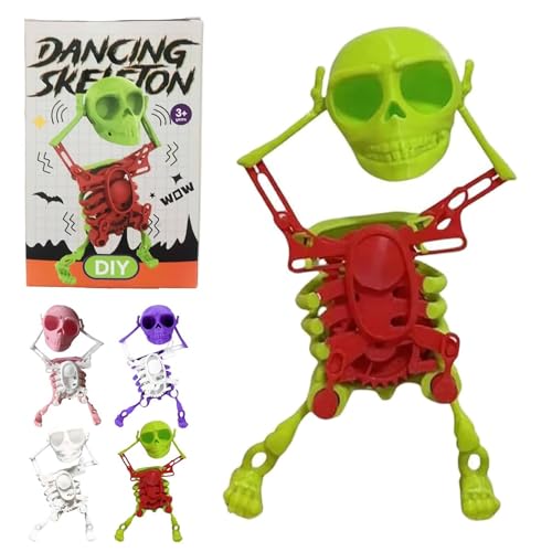 VNDGEOUH Tanzendes und schwingendes 3D-Totenkopf-Spielzeug mit Licht, Halloween-Aufzieh-Skelett-Uhrwerk-Spielzeug, lustige Uhrwerk-Figur for Stressabbau, lustiges Geschenk(1pc-a,6.7in/17cm) von VNDGEOUH