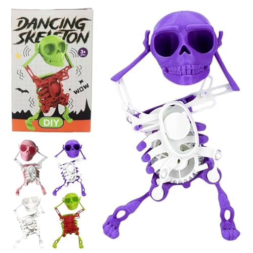 VNDGEOUH Tanzendes und schwingendes 3D-Totenkopf-Spielzeug mit Licht, Halloween-Aufzieh-Skelett-Uhrwerk-Spielzeug, lustige Uhrwerk-Figur for Stressabbau, lustiges Geschenk(1pc-c,6.7in/17cm) von VNDGEOUH