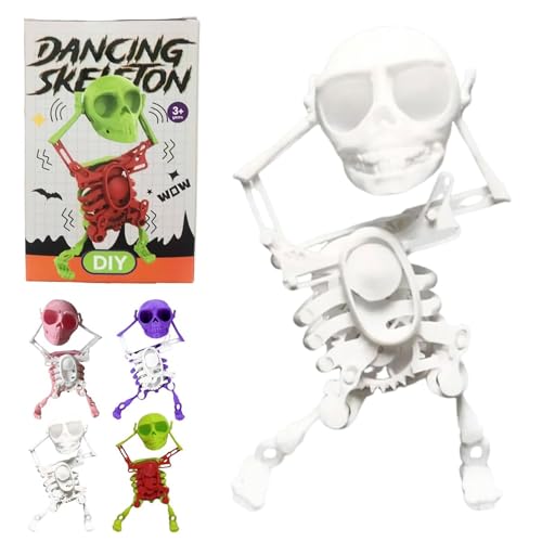 VNDGEOUH Tanzendes und schwingendes 3D-Totenkopf-Spielzeug mit Licht, Halloween-Aufzieh-Skelett-Uhrwerk-Spielzeug, lustige Uhrwerk-Figur for Stressabbau, lustiges Geschenk(1pc-d,8.7in/22cm) von VNDGEOUH