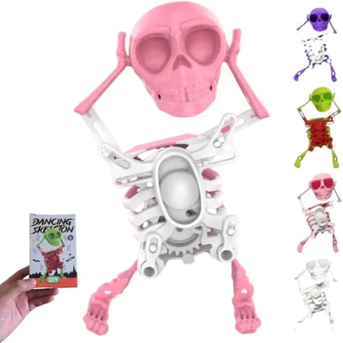 VNDGEOUH Tanzendes und schwingendes 3D-Totenkopfspielzeug, lustiger, beweglicher Mini-Tanztotenkopf mit Gelenken, motorisierte, bewegliche Skelette mit Mehreren Gelenken, lustiges Geschenk(Regular B) von VNDGEOUH
