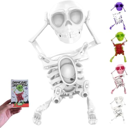 VNDGEOUH Tanzendes und schwingendes 3D-Totenkopfspielzeug, lustiger, beweglicher Mini-Tanztotenkopf mit Gelenken, motorisierte, bewegliche Skelette mit Mehreren Gelenken, lustiges Geschenk(Regular D) von VNDGEOUH