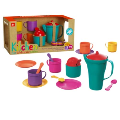 17PAC Grünes Spielset Kinderküchen-Teeservice Spielzeugküche Rollenspiel nachhaltiges Küchenspielzeug für Kinder ab 24 Monaten von VNHATY
