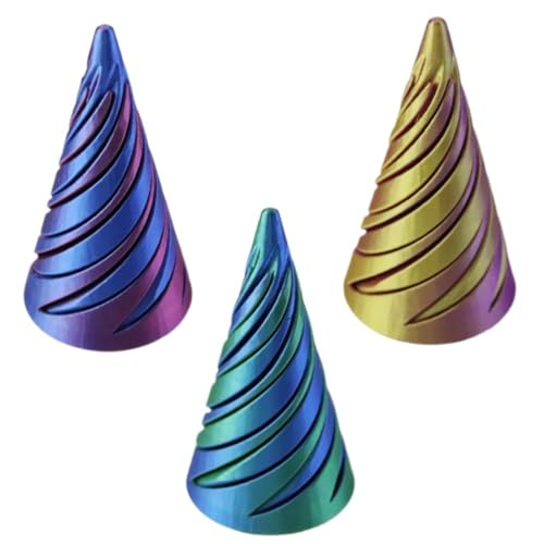 VNHATY 3 Stücke 3D Gedruckter Kegel Reizspielzeug Spiralkegel Pyramide Impossible Kegeldesktop -Spielzeug, zufällige Gegenstände Geschenke für Stressabbau von VNHATY