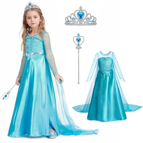 VNNOPG Elsa Costumes Snow Queen Princess Costumes for Girls Elsa Fancy Dress Up Party Birthday Halloween Cosplay von VNNOPG