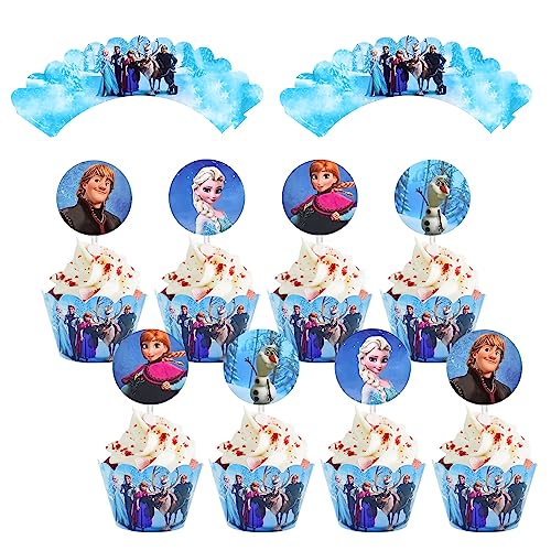 VOCDEMERI Cartoon Cake Topper Set 12 Cartoon Cupcake Toppers Dekoration 12 Cupcake Wrappers Papier Cake Topper Kindergeburtstag Cupcake Topper für Happy Birthday Cake Topper Deko von VOCDEMERI