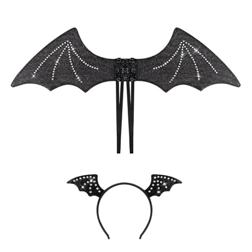 VOCUE Fledermäuse Flügel mit Kopfbedeckung Set Halloween Schwarz Flügel Fledermäuse Ohren Stirnband Vampire Kostüm Flügel Halloween Kostüm Zubehör VOCUE Fledermäuse Flügel mit Kopfbedeckung Set Halloween Schwarz Flügel Fledermäuse Ohren Stirnband Vampire Kostüm Flügel Halloween Kostüm Zubehör von VOCUE