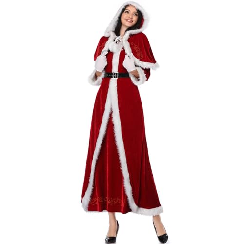 VOCUE Weihnachtsoutfit Weihnachtsmann Cosplay Kostüm Weihnachtskostüm Frau Santa Anzug Frauen Weihnachten Langes Kleid für Party von VOCUE