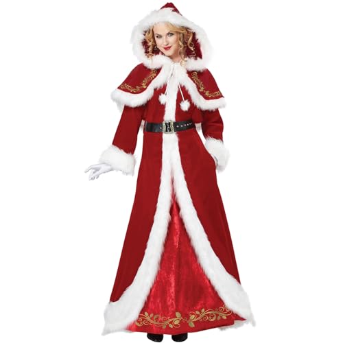 VOCUE Weihnachtsoutfit Weihnachtsmann Cosplay Kostüm Weihnachtskostüm Frau Santa Anzug Frauen Weihnachten Langes Kleid für Party von VOCUE