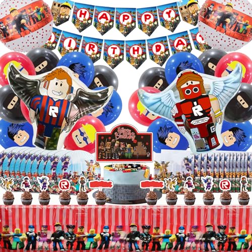 103 Pcs Geburtstagsdeko Luftballon Rob, Party Geschirrset Kindergeburtstag, Helium Ballon, Pappteller, Deko Torte, Servietten, Tischdecke Geburtstag Deko 103 Pcs Geburtstagsdeko Luftballon Rob, Party Geschirrset Kindergeburtstag, Helium Ballon, Pappteller, Deko Torte, Servietten, Tischdecke Geburtstag Deko von VOENCSU