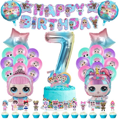 51 Pcs Deko Mädchen, Luftballons 7 Jahre, Helium Ballon, Deko Für Torten, Surprise Banner Happy Birthday, Dekoration Für Surprise Party Geburtstag Set 51 Pcs Deko Mädchen, Luftballons 7 Jahre, Helium Ballon, Deko Für Torten, Surprise Banner Happy Birthday, Dekoration Für Surprise Party Geburtstag Set von VOENCSU