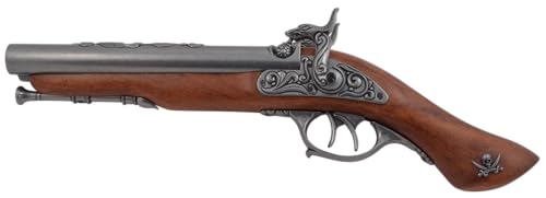 Doppelläufige Piratenpistole, mit Perkussionsmechanismus, aus Holz und Metall, funktionsfähig, Aber Nicht schussfähig, aus der Denixkollektion. 100-1319 Doppelläufige Piratenpistole, mit Perkussionsmechanismus, aus Holz und Metall, funktionsfähig, Aber Nicht schussfähig, aus der Denixkollektion. 100-1319 von VOGLER Joh. Vogler GmbH