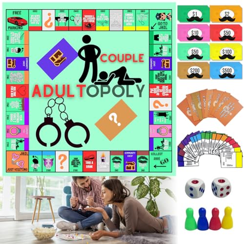 VOHESEA Adultopoly Board Game Brettspiele für Paare, Brettspiel-Requisiten Paarspiele für Erwachsene Paarspielkarten Romantisch Date Ideen Couple Board Game Brettspiele zum Aufheizen der Gefühle von VOHESEA