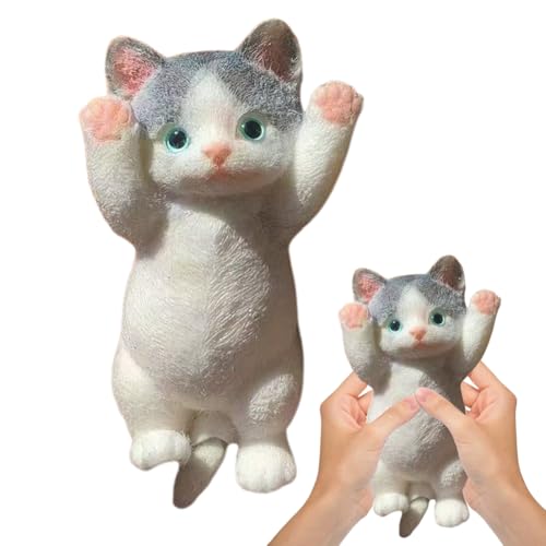 Taba Squishy Katze Toy, 20x10cm Niedlich Anti-Stress Spielzeug, Realistische Katze Squeeze Toy, Anti Stress Squishies Cat Toys, Klebrig Quetschspielzeug, Fidget Spielzeug für Kinder & Erwachsene von VOHESEA