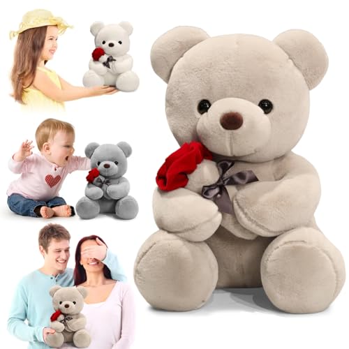 Teddybär, 23 cm Teddy mit Rose, Stofftier Teddy, Plüschtier Kuscheltier Plüsch-Bär Teddybären Rose zum Dekorieren von Räumen, Geschenke für Mama, Mädchen,Babys & Kinder, Geburtstag, Valentinstag,Braun Teddybär, 23 cm Teddy mit Rose, Stofftier Teddy, Plüschtier Kuscheltier Plüsch-Bär Teddybären Rose zum Dekorieren von Räumen, Geschenke für Mama, Mädchen,Babys & Kinder, Geburtstag, Valentinstag,Braun von VOHESEA