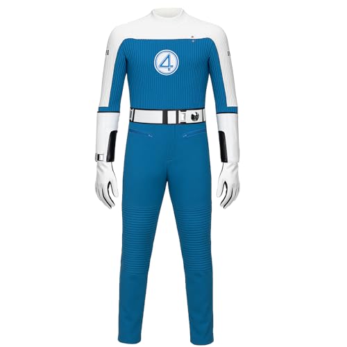 VOKVICH Reed Richards Cosplay-Kostüm für Herren, fantastischer Overall, Gürtel, Handschuhe, Stulpen, Superhelden, Halloween-Outfit, blau / weiß, XXL VOKVICH Reed Richards Cosplay-Kostüm für Herren, fantastischer Overall, Gürtel, Handschuhe, Stulpen, Superhelden, Halloween-Outfit, blau / weiß, XXL von VOKVICH
