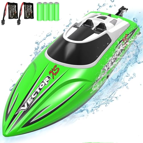 VOLANTEXRC Ferngesteuertes Boot Vector XS, RC Boot RC Boat 20 KM/H, 2,4-GHz Rennboote, 2 wiederaufladbare Batterien für mehr Spielzeit, Pools und Seen Spielzeug Geschenk für Kinder ab 8 Jahre (Grün) von VOLANTEXRC