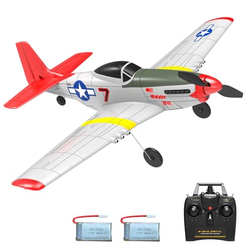 VOLANTEXRC P51D 2,4 GHz RC-Flugzeug mit 2 Batterien - 4-Kanal RTF Modellflugzeug für Anfänger, Kinder und Erwachsene von VOLANTEXRC