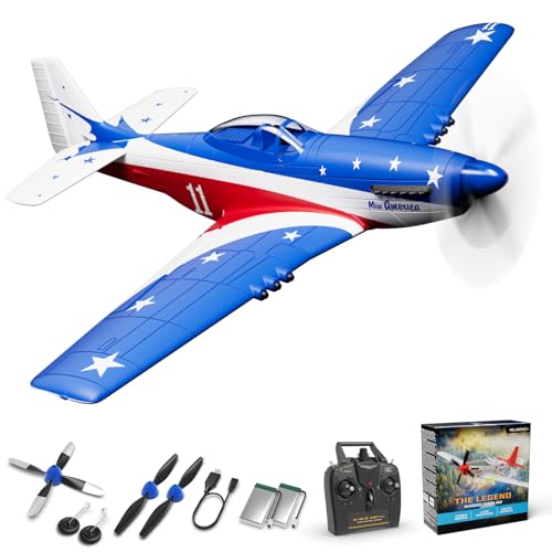 VOLANTEXRC RC Flugzeug, 4 K Ferngesteuertes Flugzeug P51d Mustang mit Gyros, Querruder, Kunstflug, 3 Modi zum Fliegen für Erwachsene, Kinder & Anfänger von VOLANTEXRC