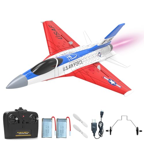 VOLANTEXRC F16 Falcon 2,4 GHz 2-Kanal RC Flugzeug RTF mit LED-Beleuchtung & 2 Akkus, 2CH Ferngesteuertes Flugzeug für Anfänger, Kinder & Erwachsene von VOLANTEXRC