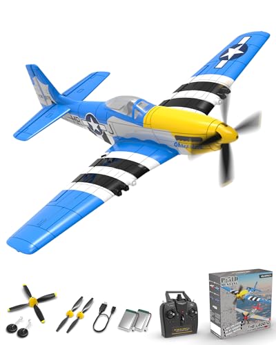 VOLANTEXRC RC Flugzeug P51D Mustang, 4-Kanal ferngesteuertes Flugzeug mit 2,4 GHz RC Plane RC-Steuerung RTF für Anfänger, Kinder und Erwachsene, inklusive USB-Aufladung (761-5 Neu) von VOLANTEXRC