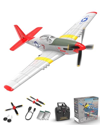 VOLANTEXRC Flugzeug RC Ferngesteuert 4-Kanal – P51D V2 RTF 2,4 GHz Modellflugzeug für Anfänger, Kinder & Erwachsene – inkl. USB-Ladegerät & Fernbedienung – RC Flieger mit Langer Flugzeit von VOLANTEXRC