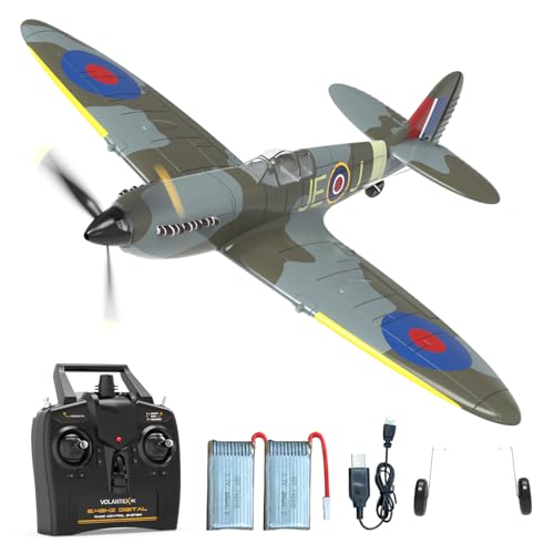 VOLANTEXRC SpitfireV2, 2,4 GHz Ferngesteuertes Flugzeug RTF mit 2 Batterien RC Flugzeug Anfänger, RC Plane 4CH RC Segelflugzeugspielzeug für Anfänger, Kinder, Erwachsene von VOLANTEXRC