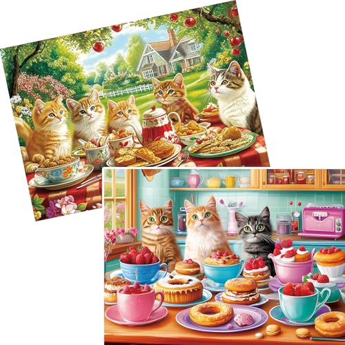 2 Pack 300 Teile Puzzles für Kinder, Dessert Katze Puzzles 300 Teile Party Katze Puzzle Puzzles für Erwachsene, großes Puzzle, Puzzle-Spielzeug für Jungen und Mädchen, Familienaktivität Spielabende 2 Pack 300 Teile Puzzles für Kinder, Dessert Katze Puzzles 300 Teile Party Katze Puzzle Puzzles für Erwachsene, großes Puzzle, Puzzle-Spielzeug für Jungen und Mädchen, Familienaktivität Spielabende von VOLUVOLU