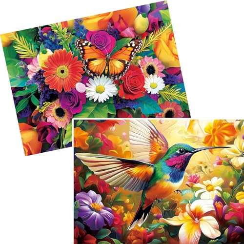 2-Pack 500 Teile Puzzles für Erwachsene, Blume Kolibri Puzzles 500 Stück Schmetterling Puzzles für Erwachsene, Geburtstagsfeier für Familienkinder, Spielabende Geschenke 2-Pack 500 Teile Puzzles für Erwachsene, Blume Kolibri Puzzles 500 Stück Schmetterling Puzzles für Erwachsene, Geburtstagsfeier für Familienkinder, Spielabende Geschenke von VOLUVOLU