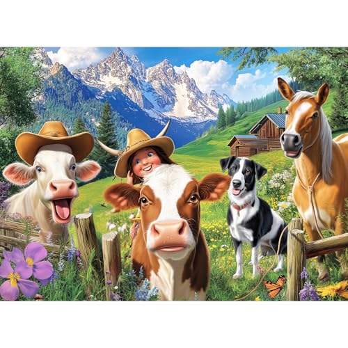 300-teiliges Puzzle für Erwachsene, Bauernhof-Kuh-Puzzle, für Kinder im Alter von 8–10 Tierliebhabern, herausfordernde Puzzles für Freunde, Familie, Aktivität, Spielabende, Geschenke, 50,5 x 38,1 cm 300-teiliges Puzzle für Erwachsene, Bauernhof-Kuh-Puzzle, für Kinder im Alter von 8–10 Tierliebhabern, herausfordernde Puzzles für Freunde, Familie, Aktivität, Spielabende, Geschenke, 50,5 x 38,1 cm von VOLUVOLU