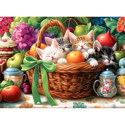 300-teiliges Puzzle für Erwachsene, Obstkorb-Katzen-Puzzle, lustige Tier-Puzzles, Tier-Haustierliebhaber, herausfordernde Puzzles für Freunde, Familie, Aktivität, Spielabende, Geschenke 300-teiliges Puzzle für Erwachsene, Obstkorb-Katzen-Puzzle, lustige Tier-Puzzles, Tier-Haustierliebhaber, herausfordernde Puzzles für Freunde, Familie, Aktivität, Spielabende, Geschenke von VOLUVOLU