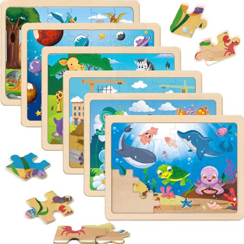 VOMYOZB Holzpuzzle für Kinder von 4 bis 6 Jahren, 6 Packungen mit 30 Teilen, Puzzle für Kinder von 3 bis 5 Jahren, 4 bis 8 Jahre, Holzpuzzle für Kleinkinder, R Blau VOMYOZB Holzpuzzle für Kinder von 4 bis 6 Jahren, 6 Packungen mit 30 Teilen, Puzzle für Kinder von 3 bis 5 Jahren, 4 bis 8 Jahre, Holzpuzzle für Kleinkinder, R Blau von VOMYOZB