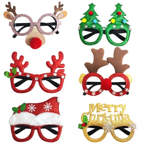 VOPIWOZ 6 Weihnachtsgläser, Sparkle Glitter Weihnachtsfeier Deko, MERRY CHRISTMAS, Weihnachtsbaum, Rentier Weihnachtsbrillen, Weihnachtsbrillen Erwachsene Kinder, für Weihnachtsfeier Geschenke VOPIWOZ 6 Weihnachtsgläser, Sparkle Glitter Weihnachtsfeier Deko, MERRY CHRISTMAS, Weihnachtsbaum, Rentier Weihnachtsbrillen, Weihnachtsbrillen Erwachsene Kinder, für Weihnachtsfeier Geschenke von VOPIWOZ