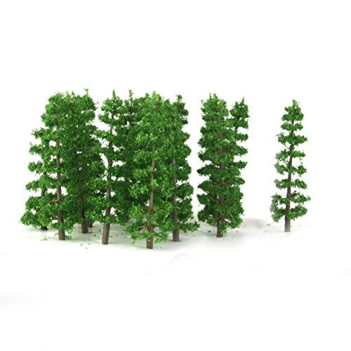 VORCOOL Bäumemodellbau,20 stücke 1: 100 Kunststoff Tannenbäume Modell Zug Landschaft Landschaft (grün) von VORCOOL
