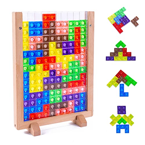 Montessori Spielzeug ab 3 4 5 Jahre, 3D transparentes Gehirn Spielzeug, Tetris Spiel Puzzle Set, Intelligenz Bunte Blöcke Gehirnspielzeug für Kinder 3 4 5 6 Jahre alt, Geschenk für Jungen und Mädchen von VORHOT