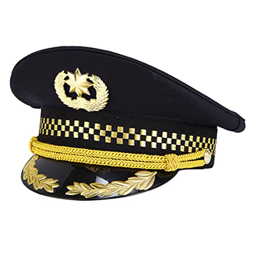 VOSAREA 1 Stück Kapitänsmütze für Cosplay und Partys Multifunktionale Uniformkappe Strapazierfähigem Material für Kostüme und Bühnenauftritte Schwarz von VOSAREA