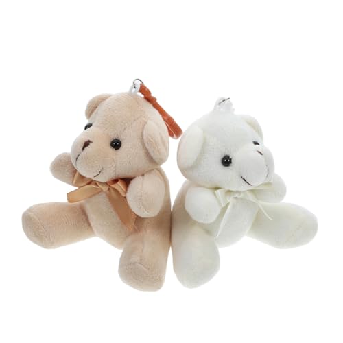 VOSAREA 2 Stk Bogenpuppe Miniatur Ausgestopft Plüschtiere Mini-bärenfiguren Kleine Bären Tragen Mini-stoffbären Bärenverzierung Minibären Schlüsselanhänger Pp Baumwolle von VOSAREA
