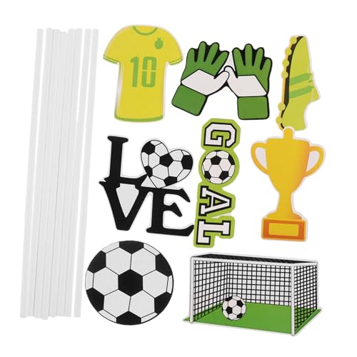 VOSAREA 40Stücke Fußball Cupcake Topper Sportliche Kuchendekoration für Fußballpartys Muffin Topper und Dessert Picks für Kindergeburtstage und Shower Dekorationen von VOSAREA